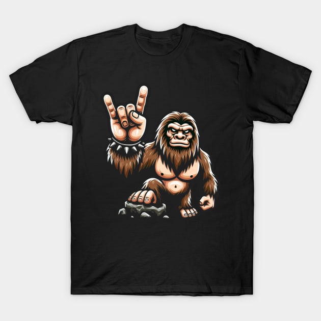 Rock On Bigfoot T-Shirt by Etopix